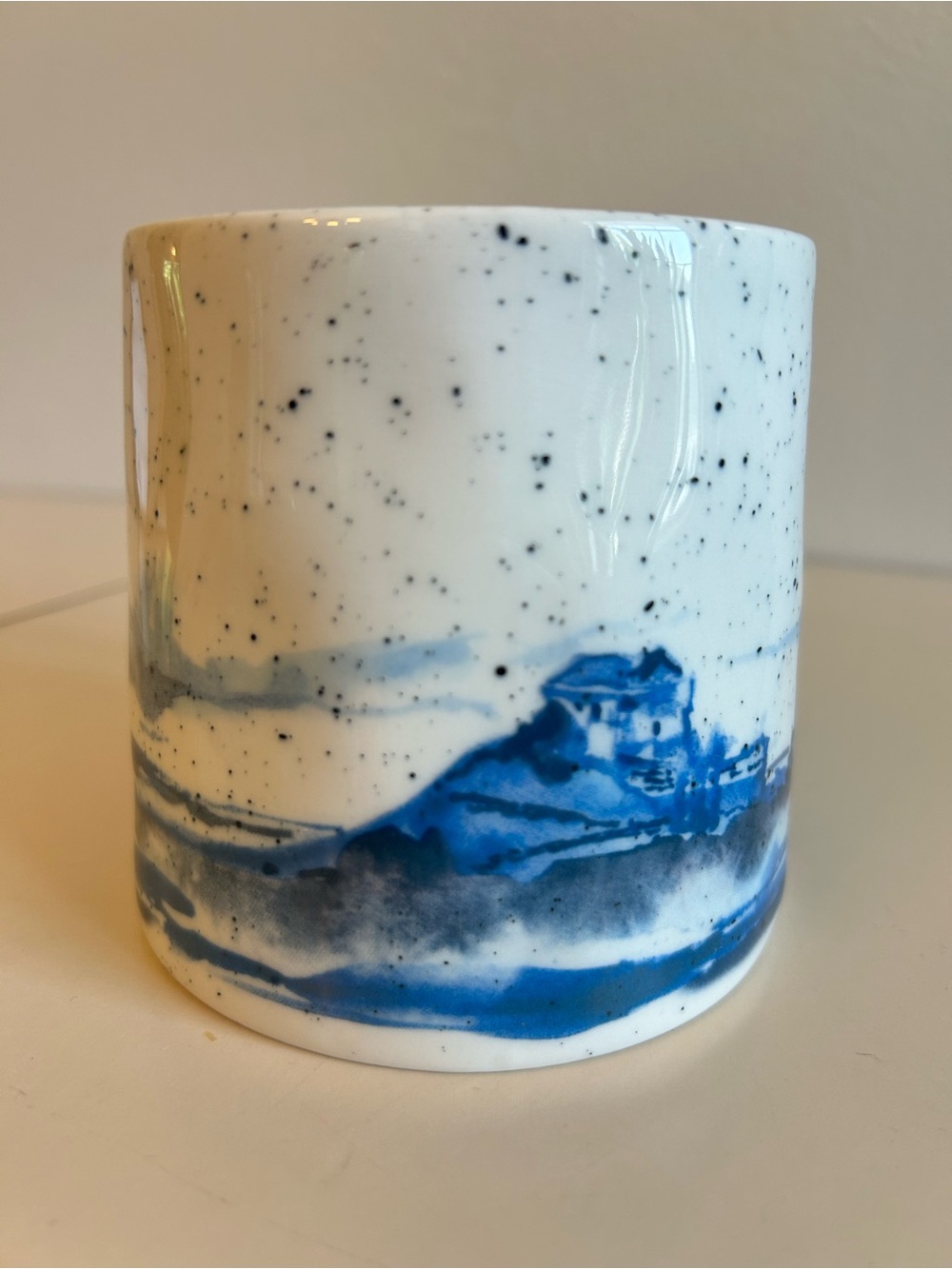 Anthropologie Stoneware Buoyant Letter Mug C Monogram Blue White Nautical - Picture 2 of 6